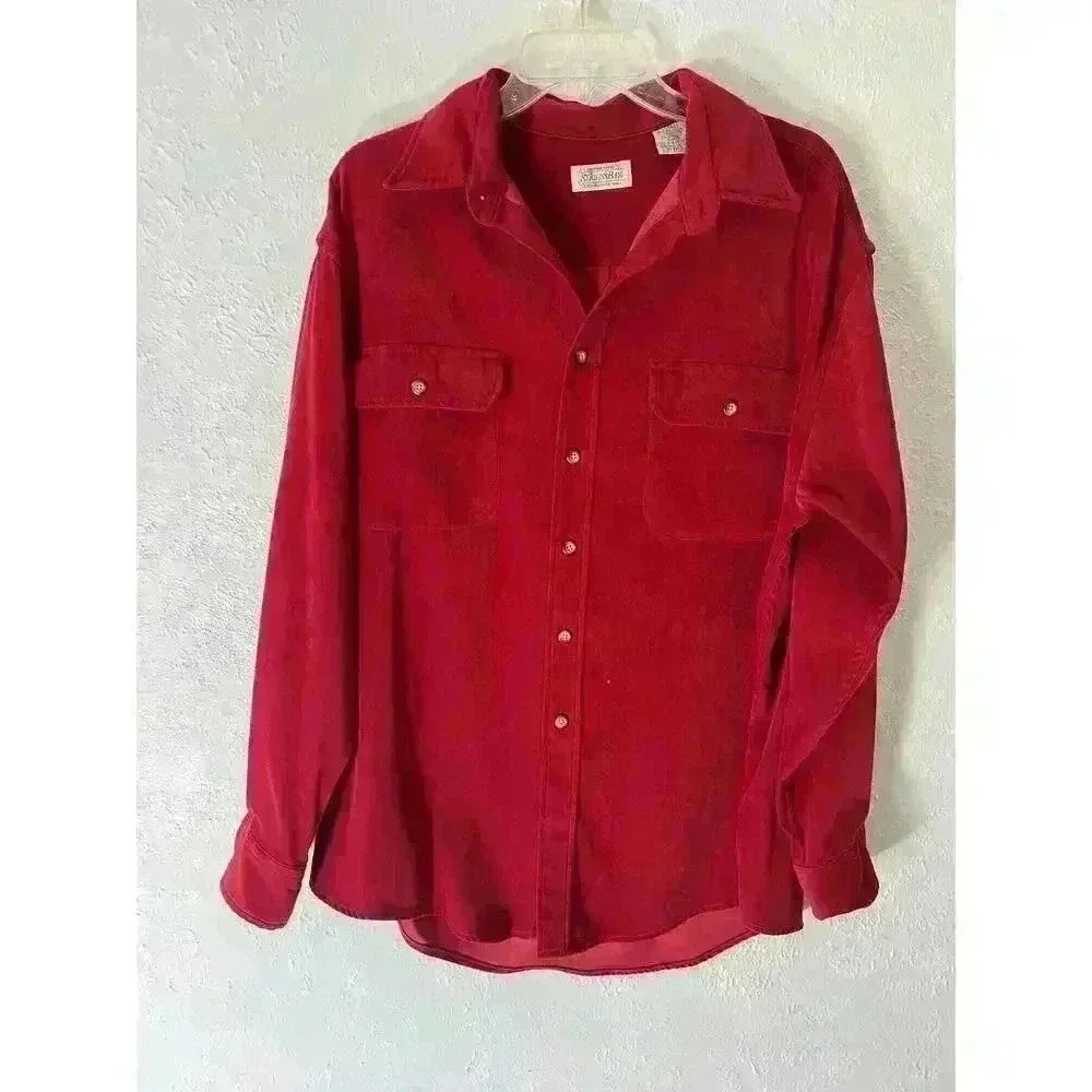 Vintage St Johns Bay Mens 70s 80s Chamois Cloth Flannel Thick Heavy Shirt large
